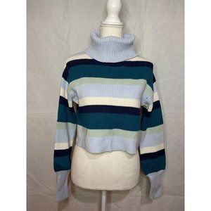 Wild Fable Turtleneck Sweater, Size XS, Blue and White Striped